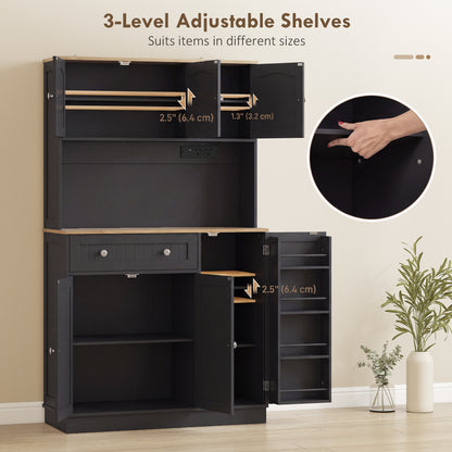 Pantry Storage Cabinet with Adjustable Shelves and 4 Door Racks
