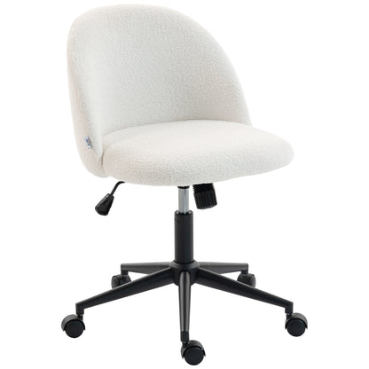 Desk Chair, Fluffy Swivel Office Chair for Makeup Vanity, Cream