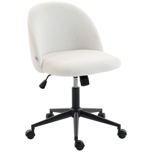 Desk Chair, Fluffy Swivel Office Chair for Makeup Vanity, Cream