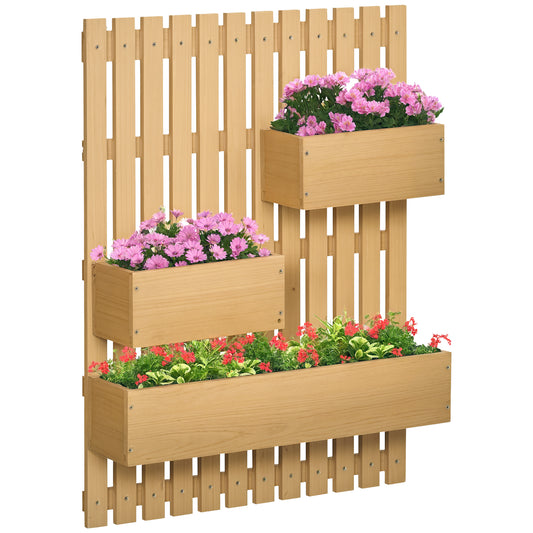 Wooden Garden Planters with Trellis Wall-mounted Raised Garden Bed