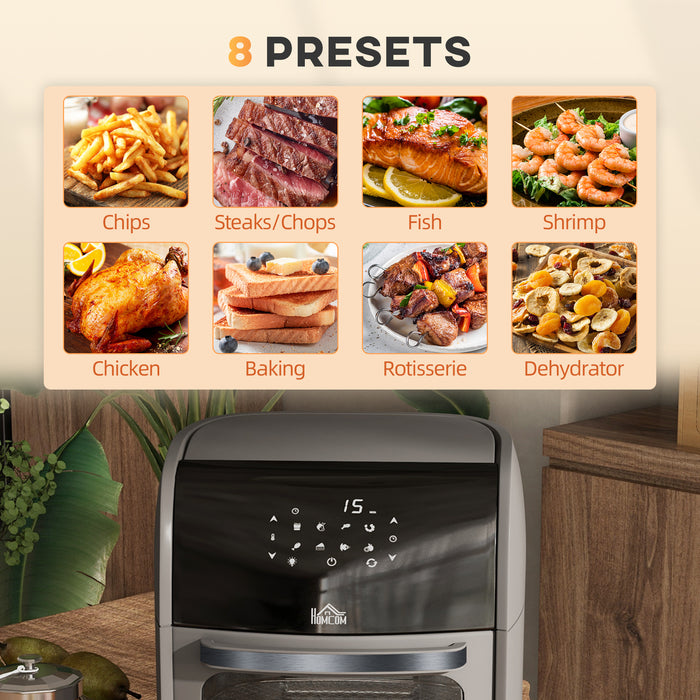 Digital Air Fryer with 8 Preset Modes, Rapid Air Circulation, 12L Air Fryer Oven with Memory Function, 1800W, Grey