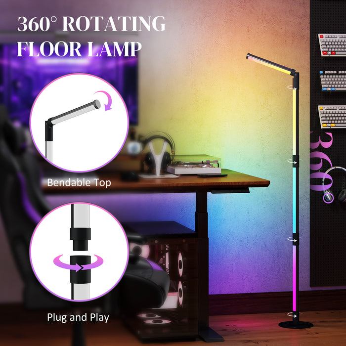 LED Floor Lamp, Corner Floor Lamp with App & Remote Control Dark Grey