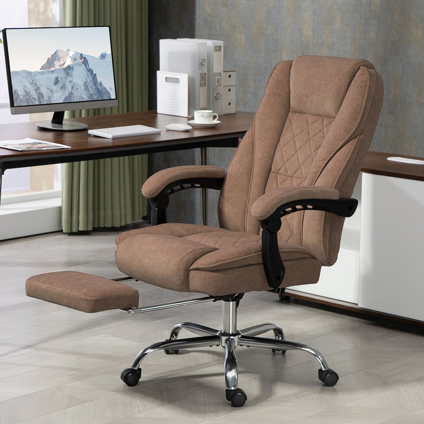 Massage Office Chair, Heated Reclining Desk Chair, Brown