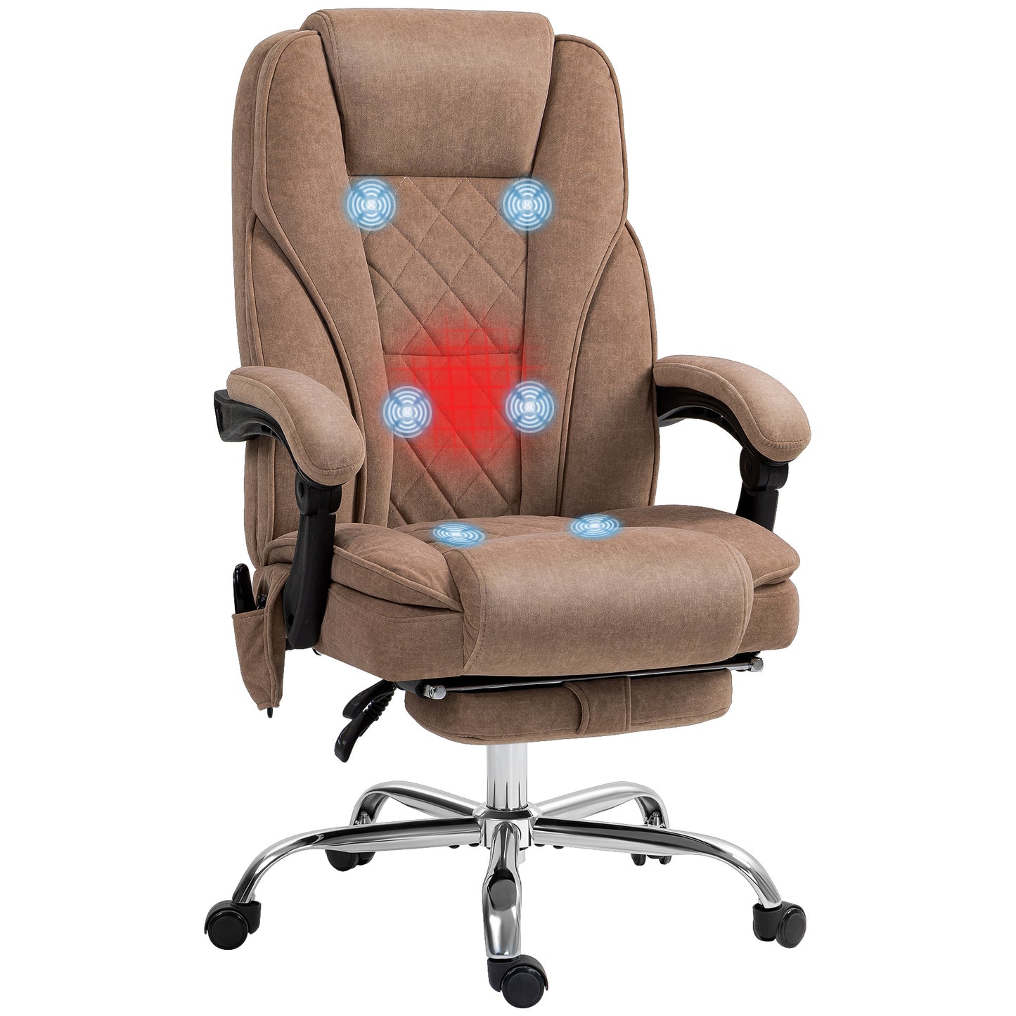 Massage Office Chair, Heated Reclining Desk Chair, Brown