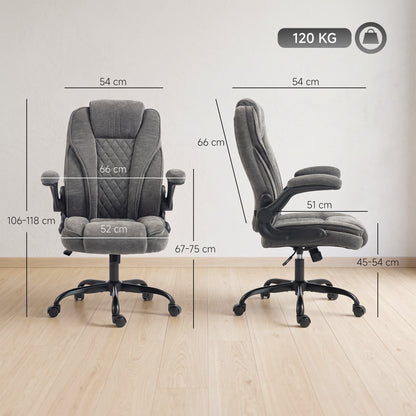 Office Chair, Computer Desk Chair with Flip-up Armrest, Dark Grey