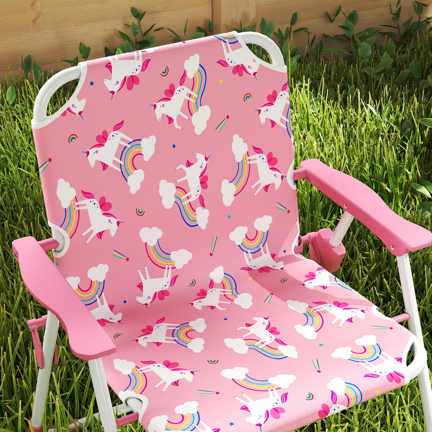 Kids Garden Furniture with 2 Folding Chairs and Umbrella, Pink