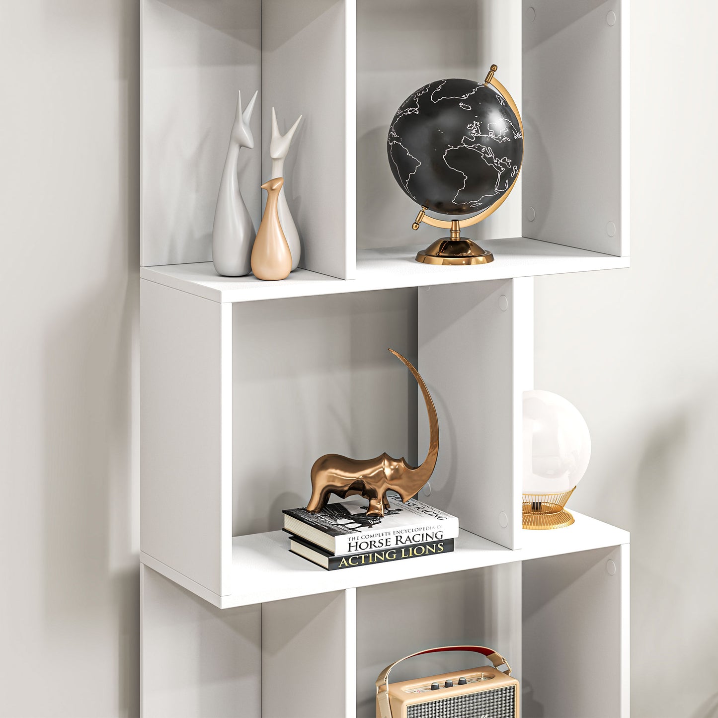 5-tier Display Shelving Storage Bookcase S Shape Bookshelf, White