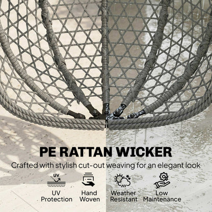 Hanging Egg Chair, Rattan Swing Chair with Stand, Dark Grey