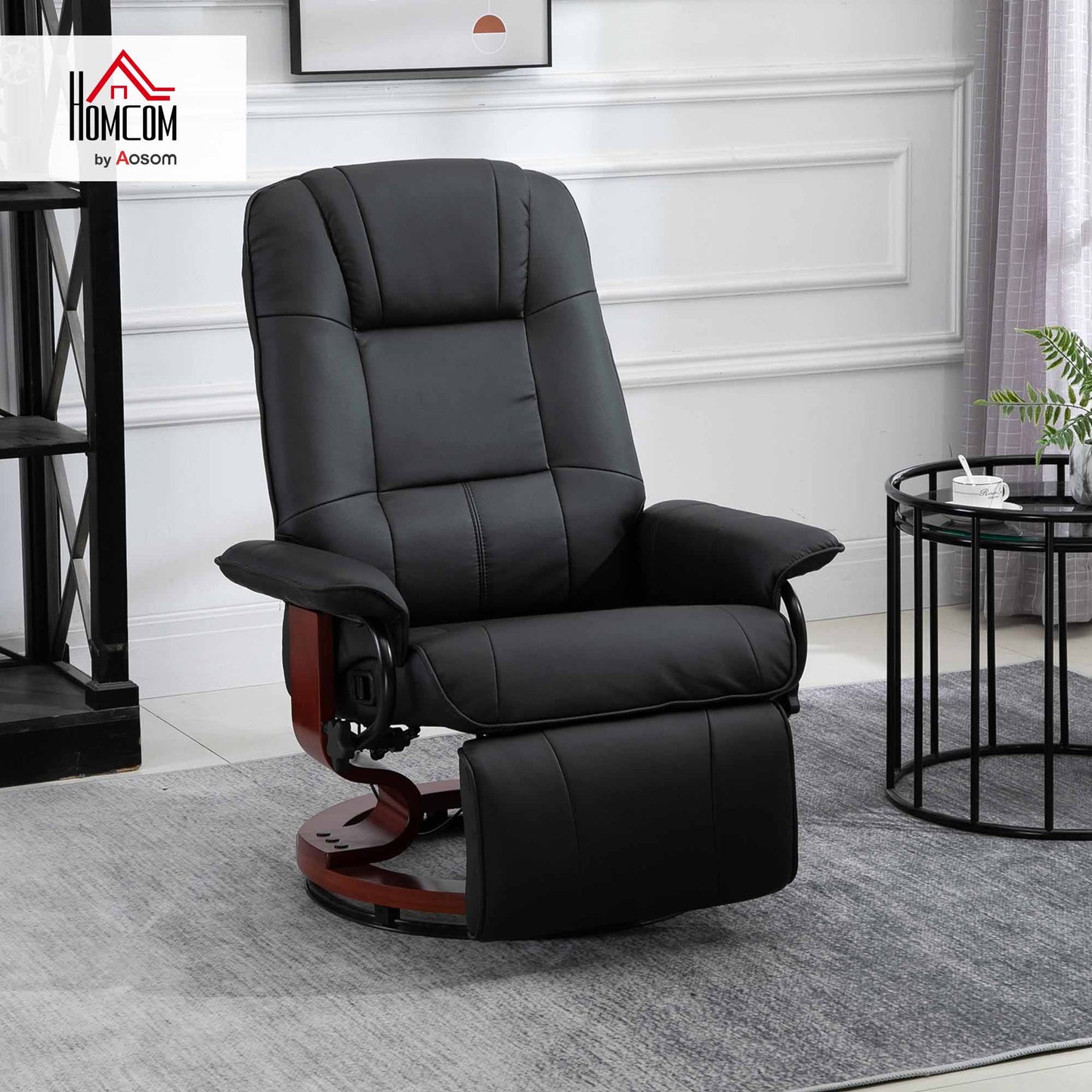 Ergonomic Office Recliner Sofa Chair PU Leather Armchair Lounger Black
