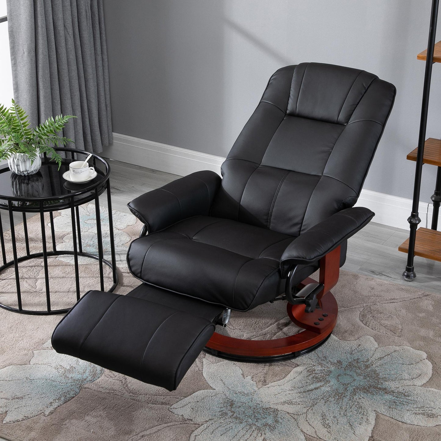 Ergonomic Office Recliner Sofa Chair PU Leather Armchair Lounger Black