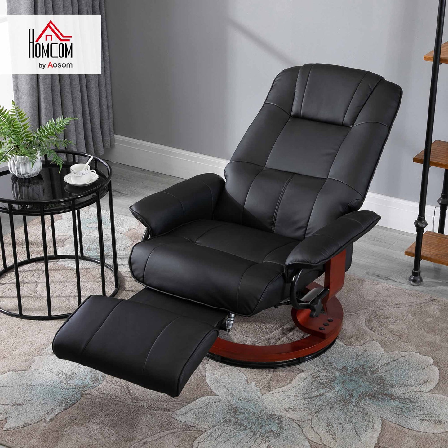 Ergonomic Office Recliner Sofa Chair PU Leather Armchair Lounger Black