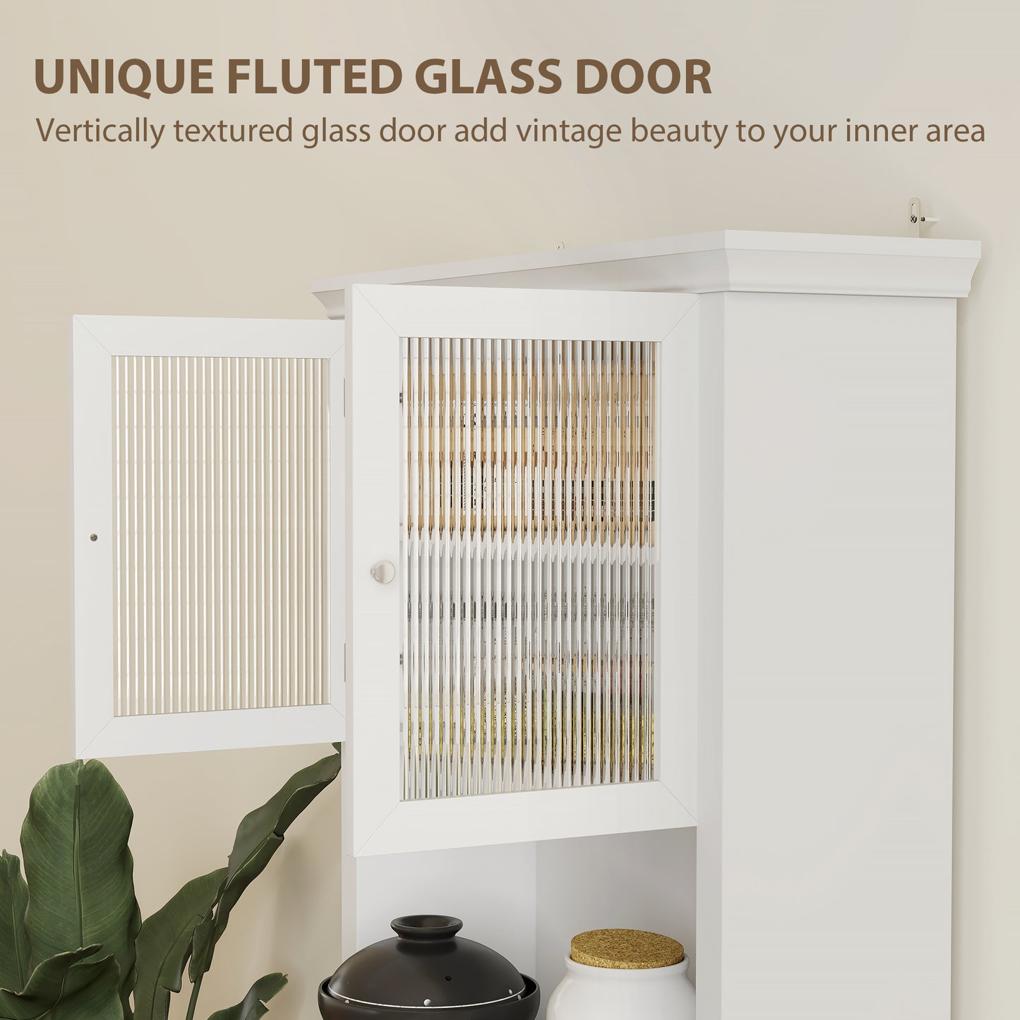 Kitchen Cupboard Storage Cabinet with Drawer, Doors and Shelves, White