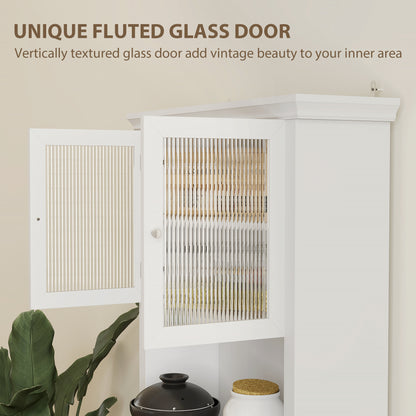 Kitchen Cupboard Storage Cabinet with Drawer, Doors and Shelves, White