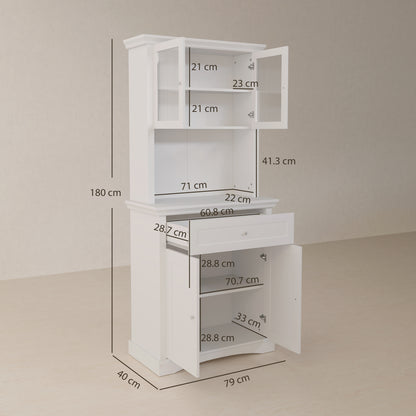Kitchen Cupboard Storage Cabinet with Drawer, Doors and Shelves, White