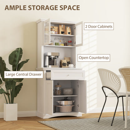 Kitchen Cupboard Storage Cabinet with Drawer, Doors and Shelves, White