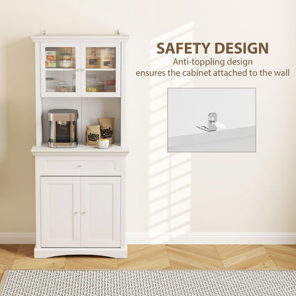 Kitchen Cupboard Storage Cabinet with Drawer, Doors and Shelves, White