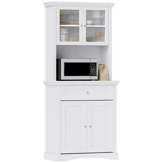 Kitchen Cupboard Storage Cabinet with Drawer, Doors and Shelves, White