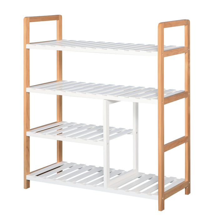 4 Tier Shoe Racks Storage Stand Shelf Organizer Wood Frame 78 x 68 x 26 cm Hallway Furniture