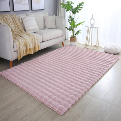 Orbie Plain Washable Living Room Area Rug with Ridge & Furrow Machine Carved Pattern - 5 Colours Available