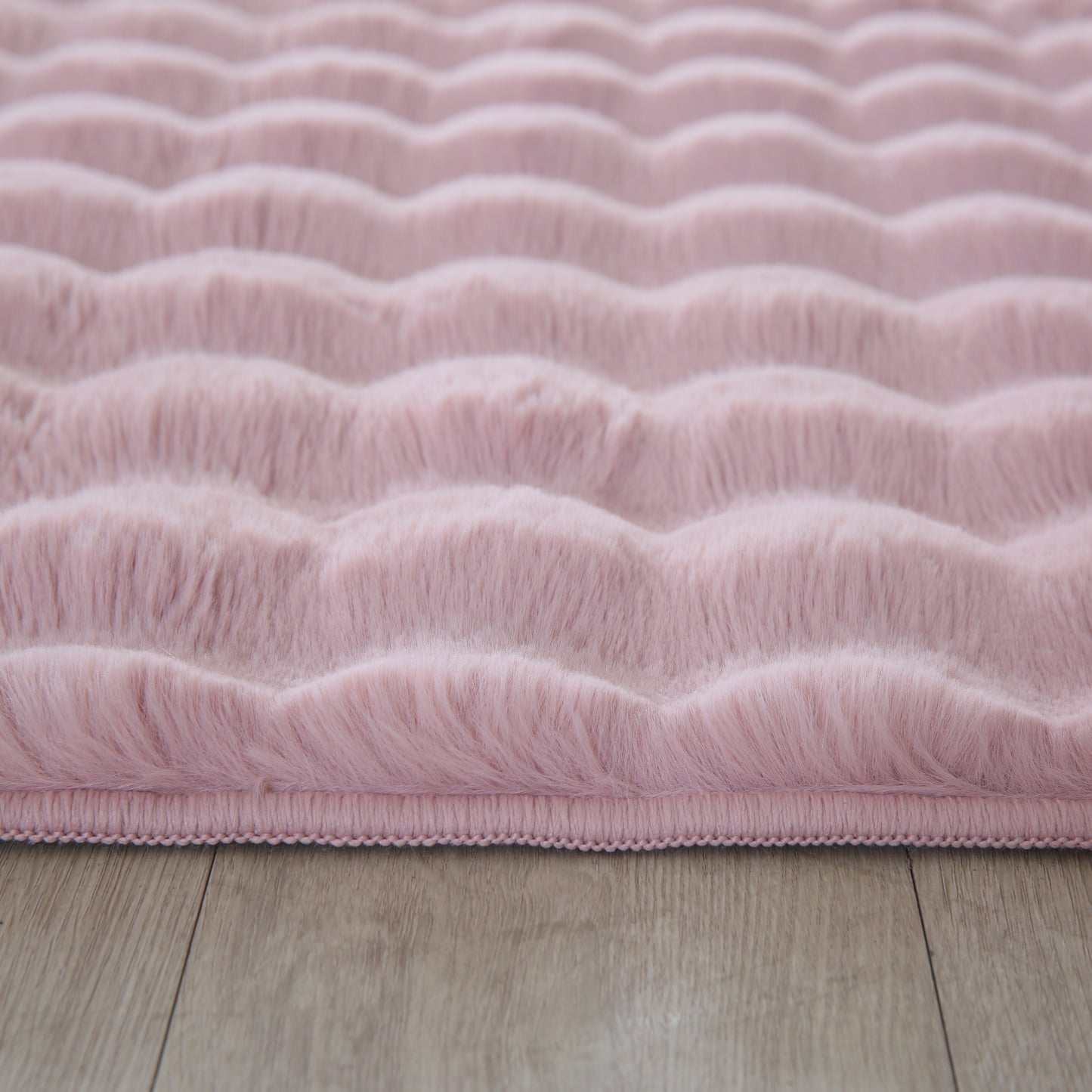 Orbie Plain Washable Living Room Area Rug with Ridge & Furrow Machine Carved Pattern - 5 Colours Available