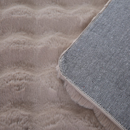 Orbie Plain Washable Living Room Area Rug with Ridge & Furrow Machine Carved Pattern - 5 Colours Available
