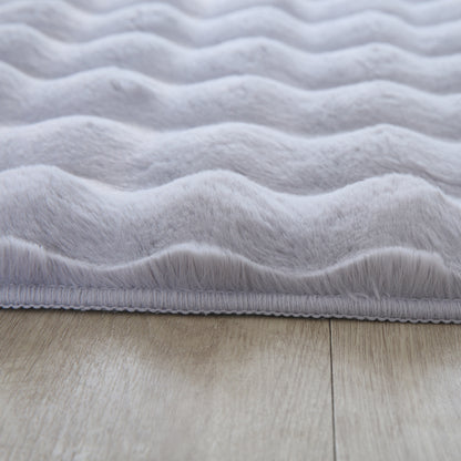 Orbie Plain Washable Living Room Area Rug with Ridge & Furrow Machine Carved Pattern - 5 Colours Available