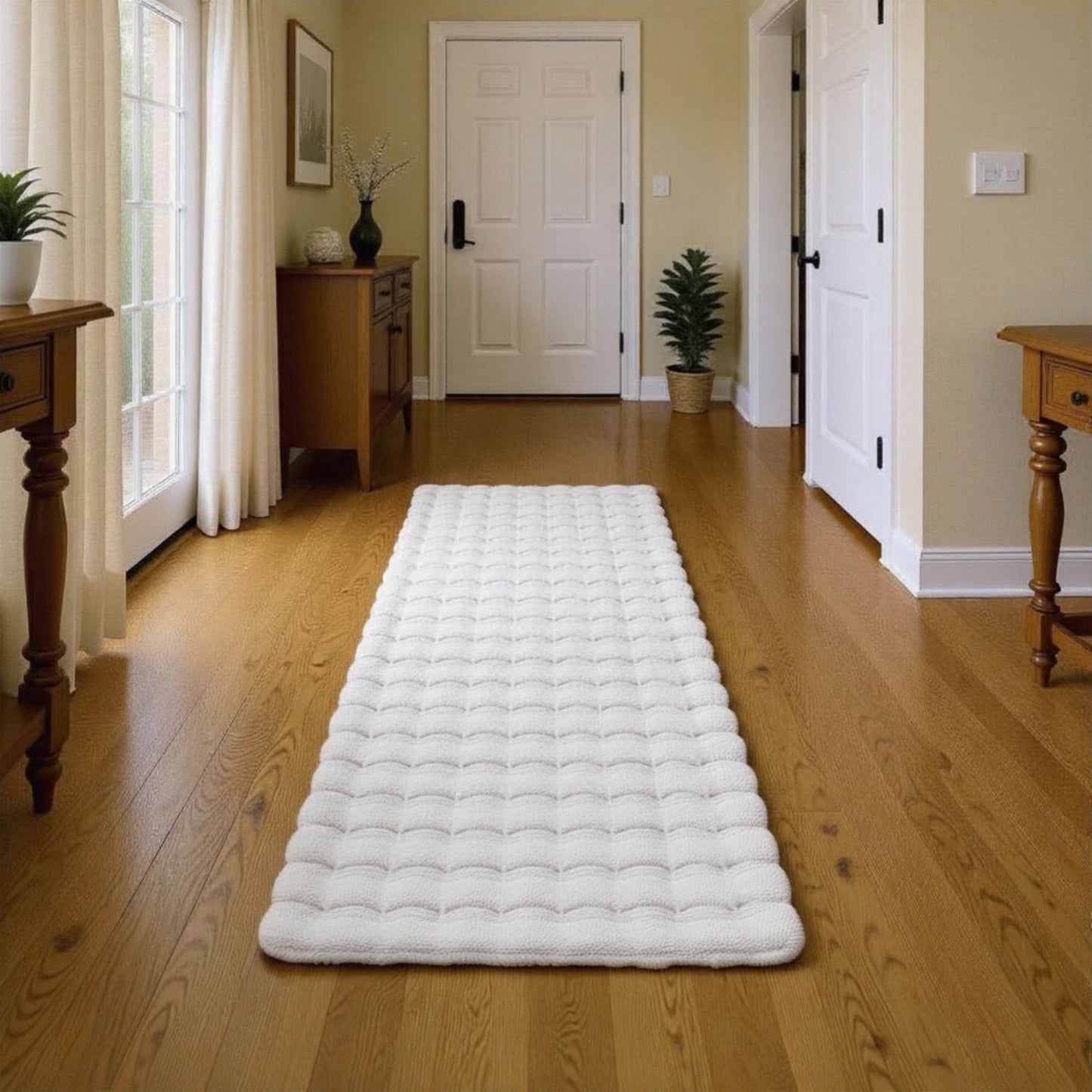 Orbie Plain Washable Living Room Area Rug with Ridge & Furrow Machine Carved Pattern - 5 Colours Available
