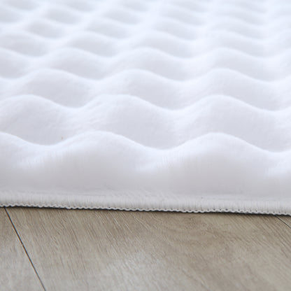 Orbie Plain Washable Living Room Area Rug with Ridge & Furrow Machine Carved Pattern - 5 Colours Available