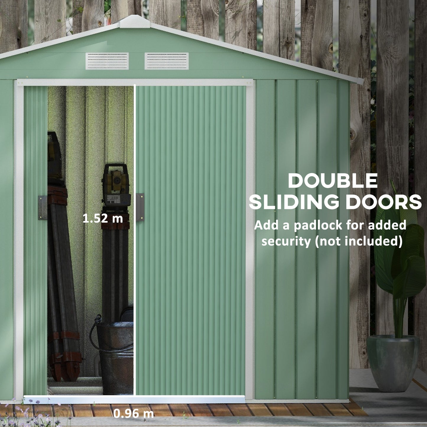 7 x 4ft Garden Shed Storage with Foundation Kit and Vents Light Green