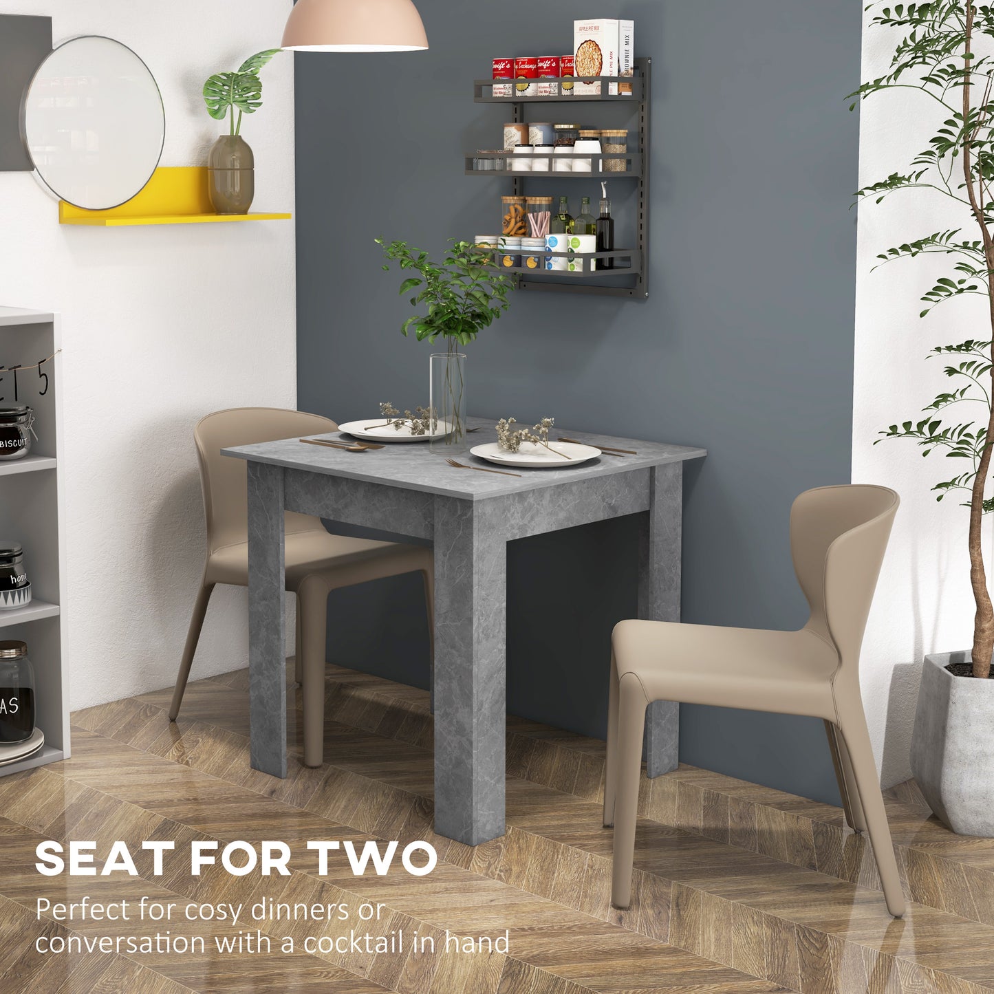 Square Dining Table, Kitchen Table with Faux Cement Effect