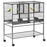 Double Rolling Metal Bird Cage Parrot Cage with Removable Metal Tray, Storage Shelf, Wood Perch, and Food Container