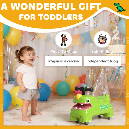 Kids Ride On Car, Dinosaur Shape Toddler Walker, Green
