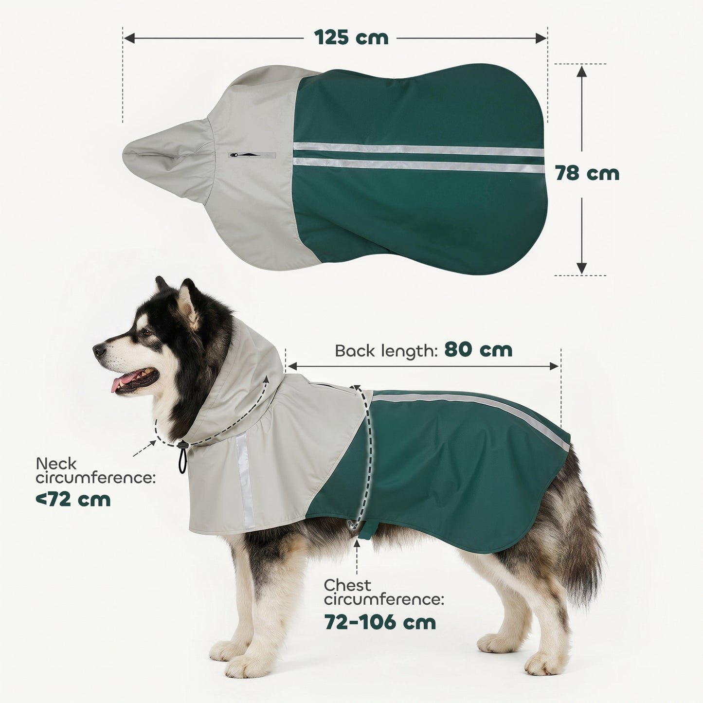 Dog Raincoat with Hood, Dog Rain Jacket, for Extra Large Dogs, XL