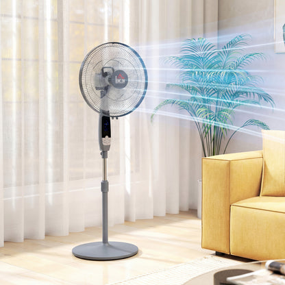 16" Oscillation Cooling Fan with Remote Adjustable Height Grey