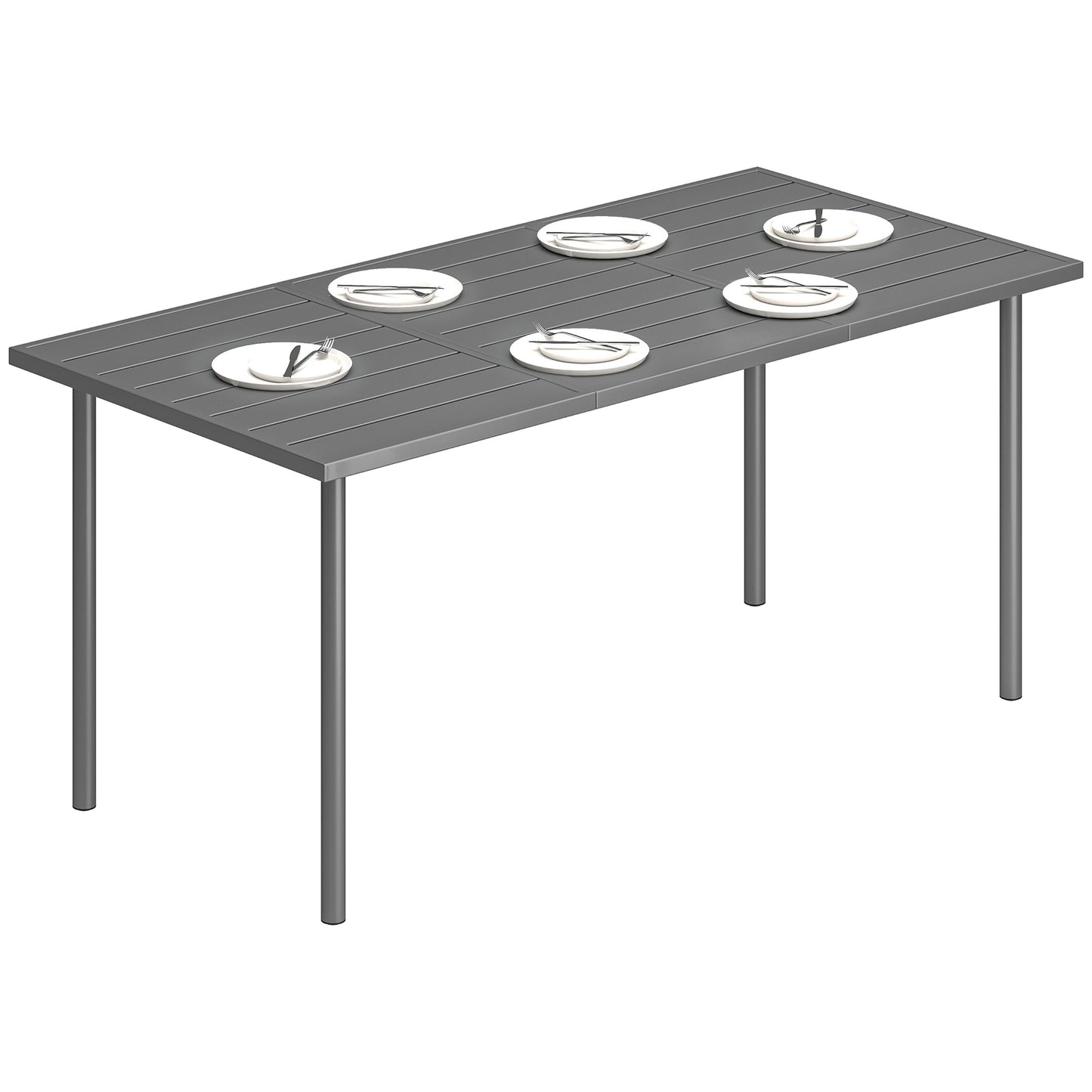 Garden Dining Table for 6 Person, 165 x 80 cm