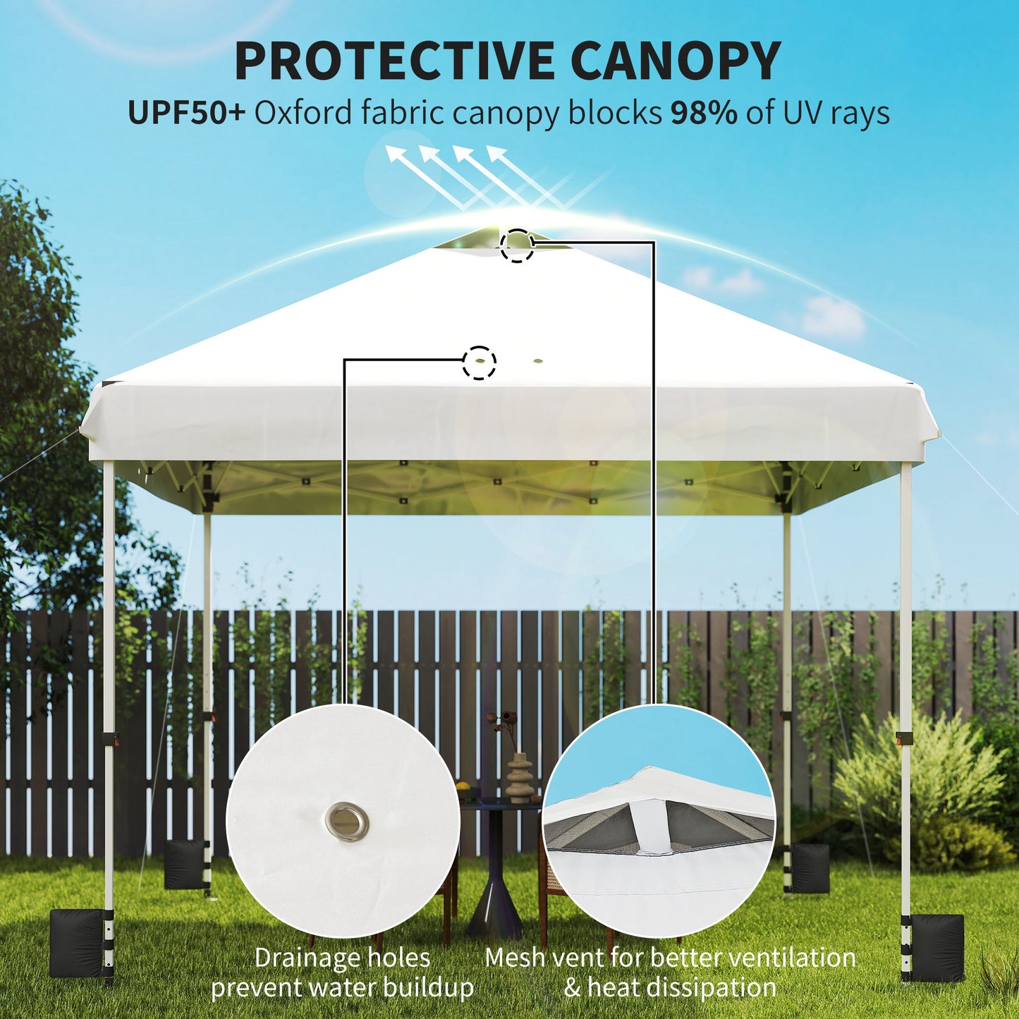 3x3 m Pop Up Gazebo w/ Wheels, One-Touch Party Tent, White