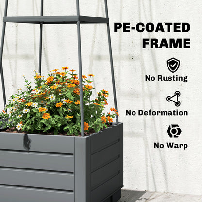 2 Pack Raised Garden Bed with Trellis and Removable Drainage Tray