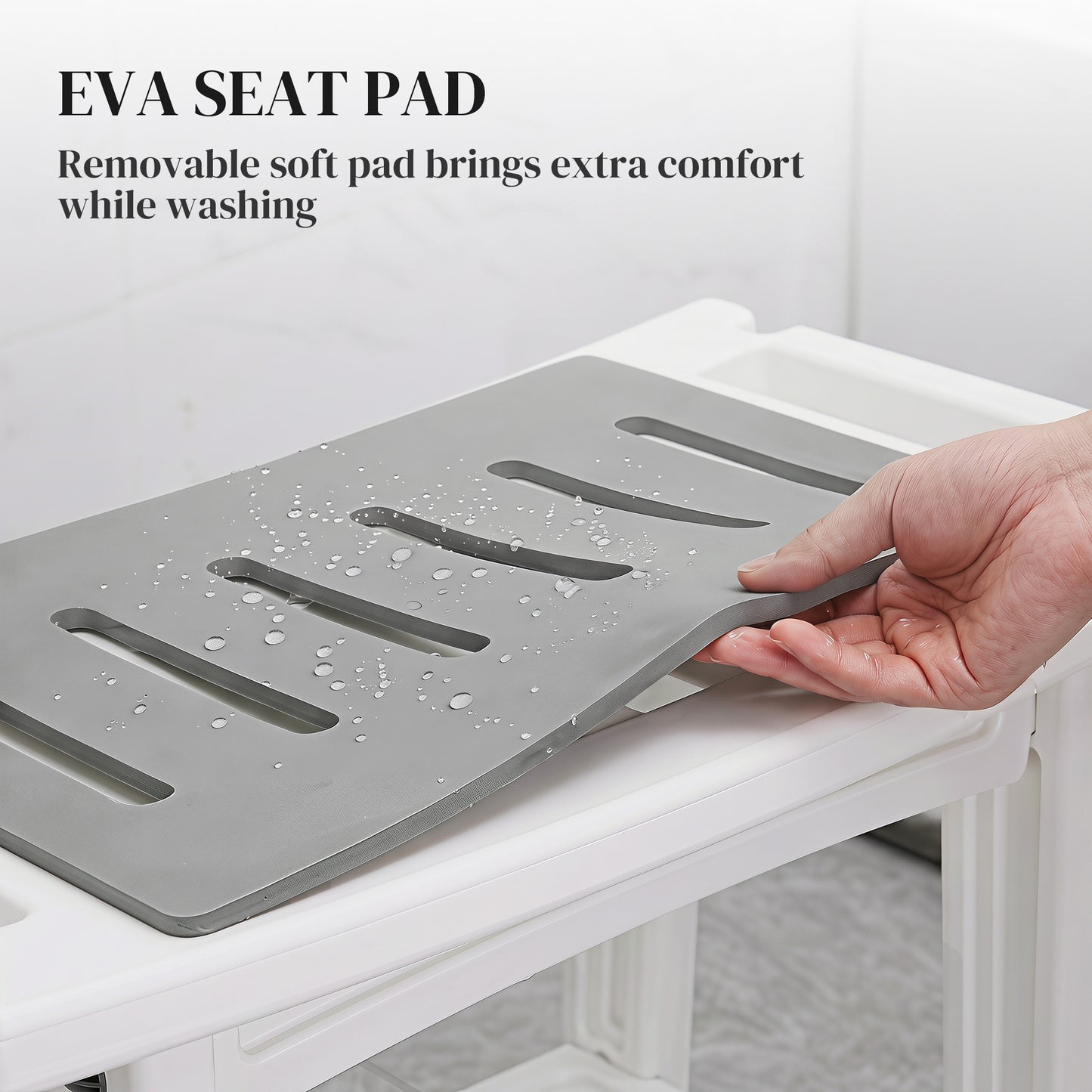2-Tier Shower Bench with Shelf 4 Legs White and Grey