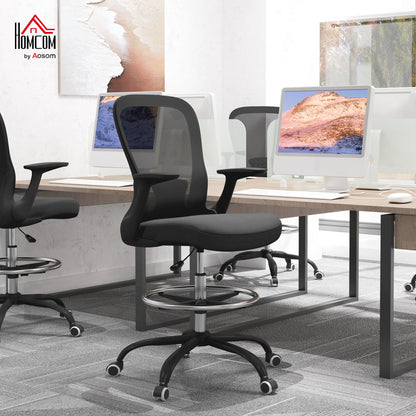 Mesh Draughtsman Chair, Ergonomic Drafting Chair, Black