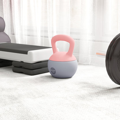 12KG Kettlebell with Soft Body and Non-Slip Handle, Pink and Grey
