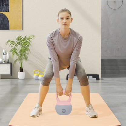 12KG Kettlebell with Soft Body and Non-Slip Handle, Pink and Grey