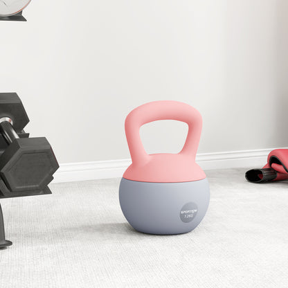 12KG Kettlebell with Soft Body and Non-Slip Handle, Pink and Grey