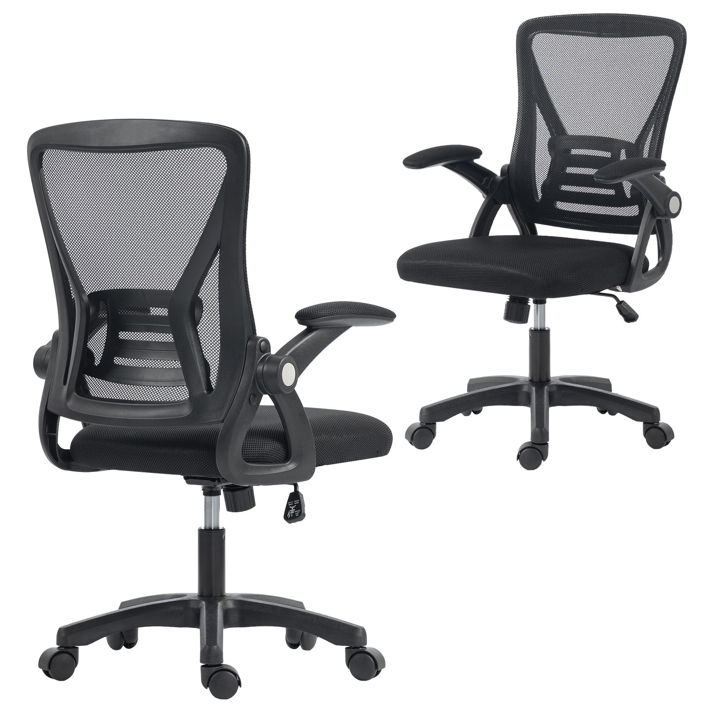 Mesh Office Chair, Desk Chair with Flip-up Armrests, Lumbar Support, Black