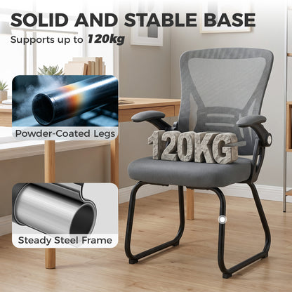 Office Chair with Mesh Backrest and Steel Legs, Dark Grey