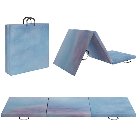 6FT Foldable Gymnastics Mat, Tri-Fold 2" Thick Crash Mat, Blue