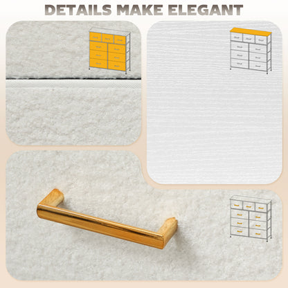 Chest of Drawers with 9 Drawers, Boucle Storage Organiser, Cream