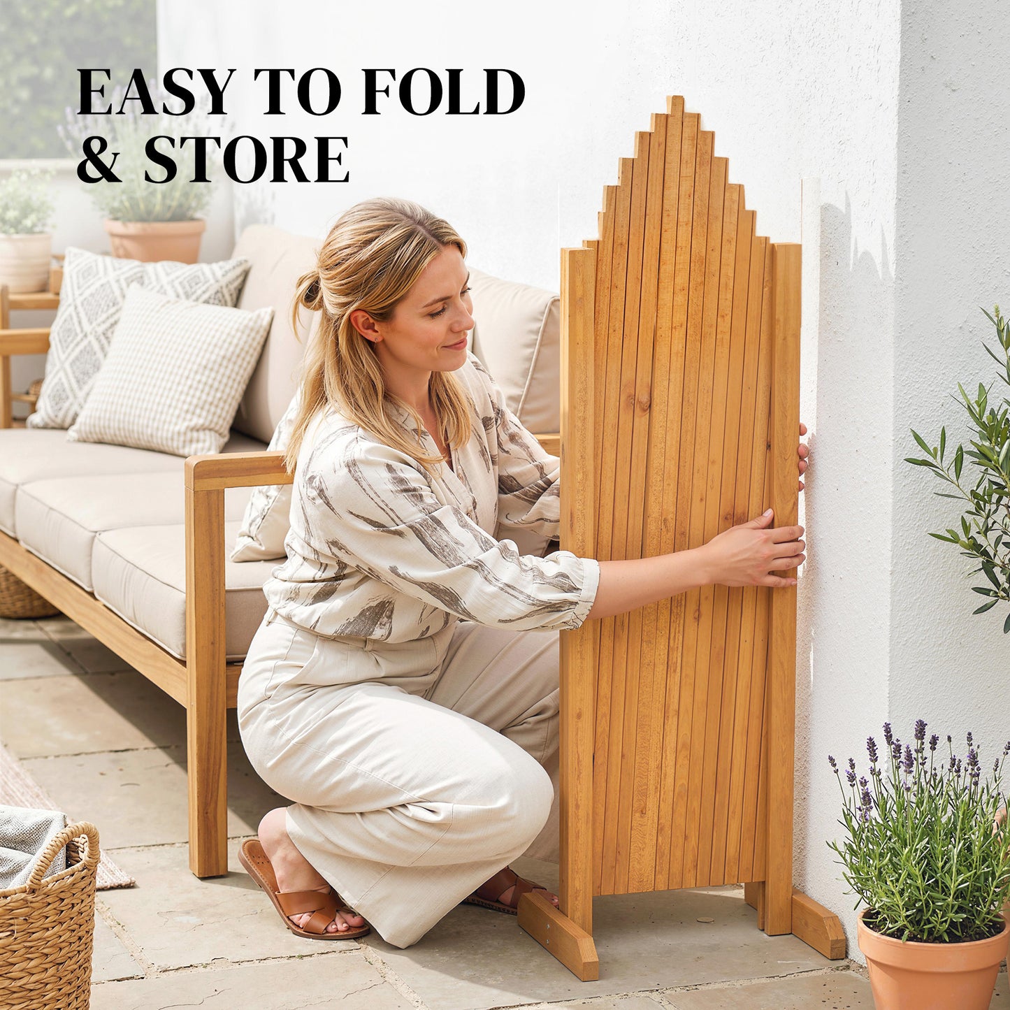 Wooden Expanding Fence Panels, 180 x 30 x 103cm, Brown