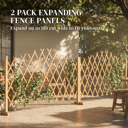 Wooden Expanding Fence Panels, 180 x 30 x 103cm, Brown