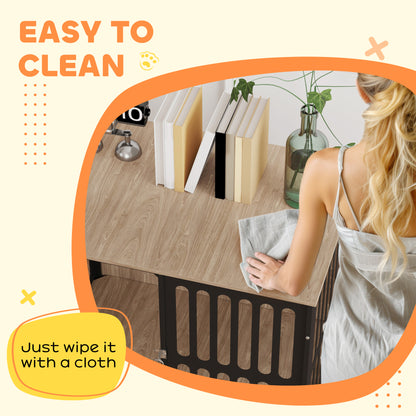 8 Panels Heavy Duty Dog Playpen with Door Indoor Outdoor, 80cm High