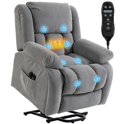 Power Lift Recliner Chair, Reclining Chair with Massage, Light Grey